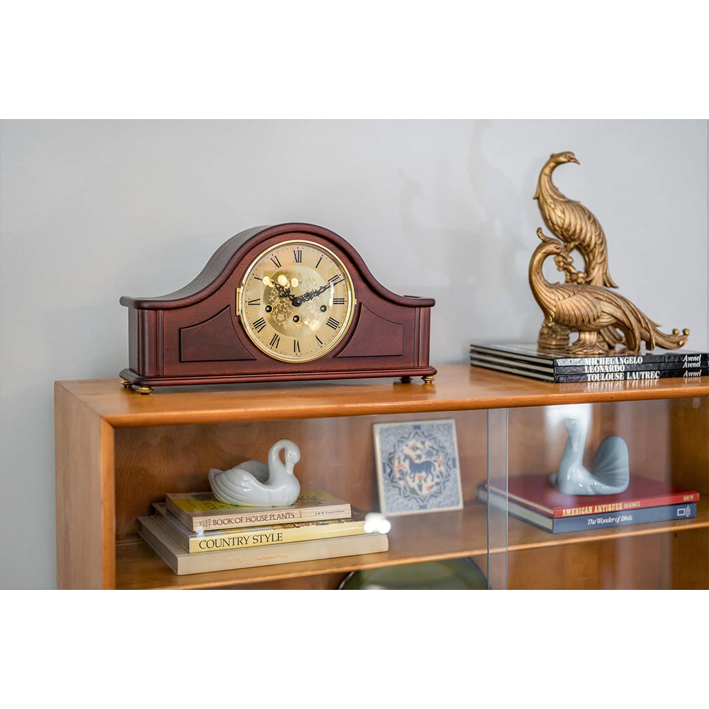 Hermle Acton Mantel Clock in Mahogany in interior design - Premier Clocks