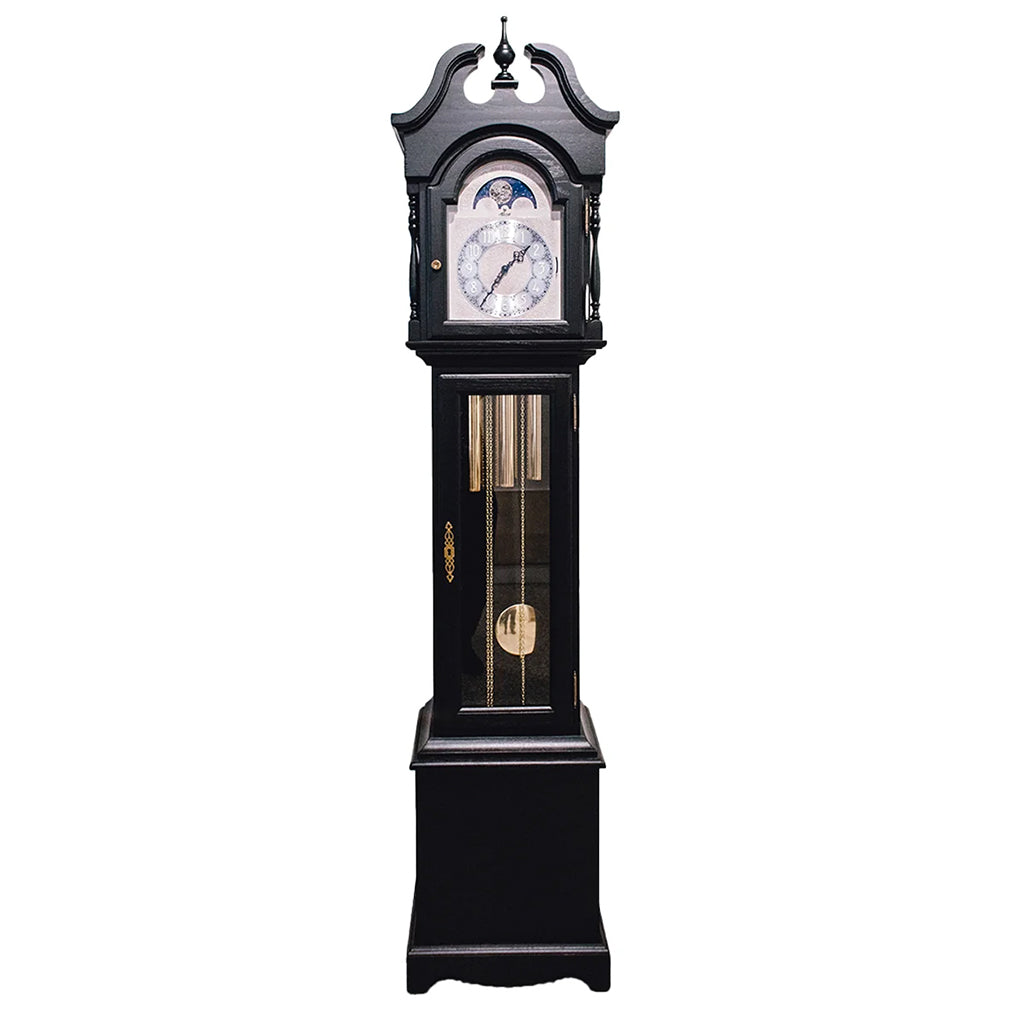 Hermle Alexandria Grandmother Clock in Black front - Premier Clocks