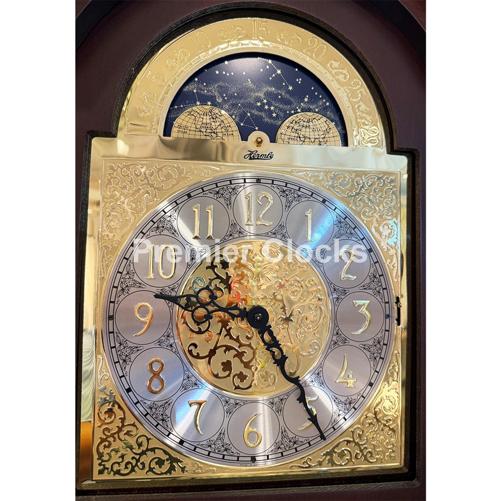 Hermle Alexandria Grandmother Clock in Cherry real photo of the dial - Premier Clocks