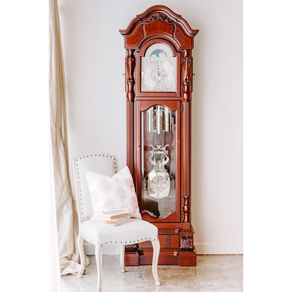 Hermle Anstead Grandfather Clock in Cherry with mechanical cable-driven movement - Premier Clock