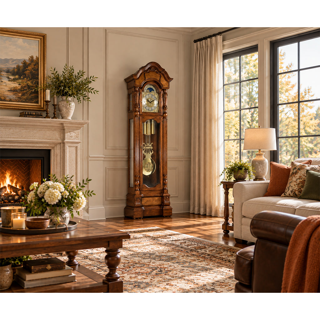 Hermle Anstead Grandfather Clock in Dark Oak - Premier Clocks