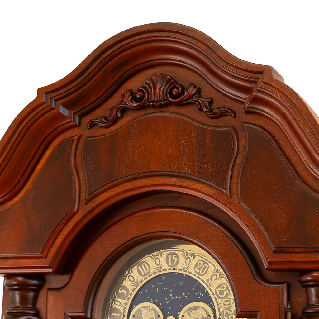 Hermle Anstead Tubular Chime Grandfather Clock in Cherry bonnet top - Premier Clocks