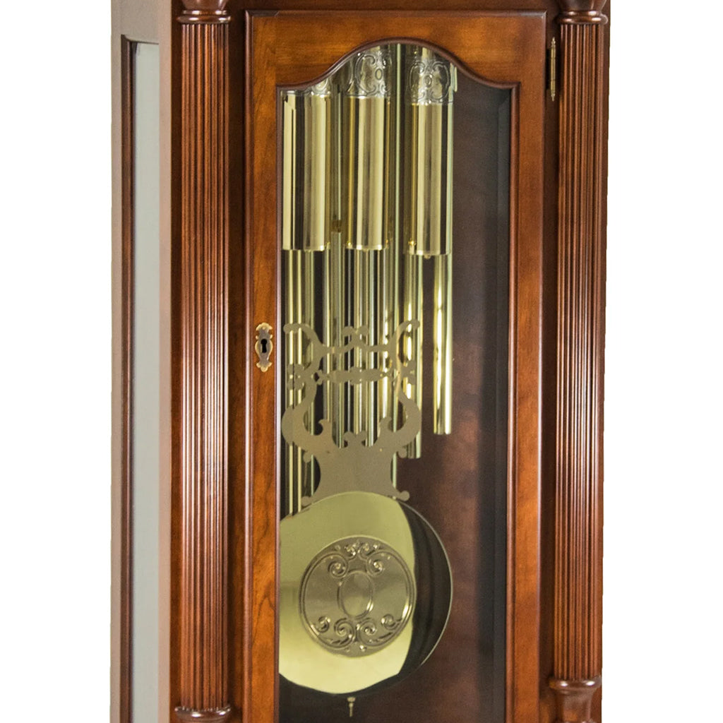 Hermle Anstead Tubular Chime Grandfather Clock in Cherry pendulum and weights - Premier Clocks