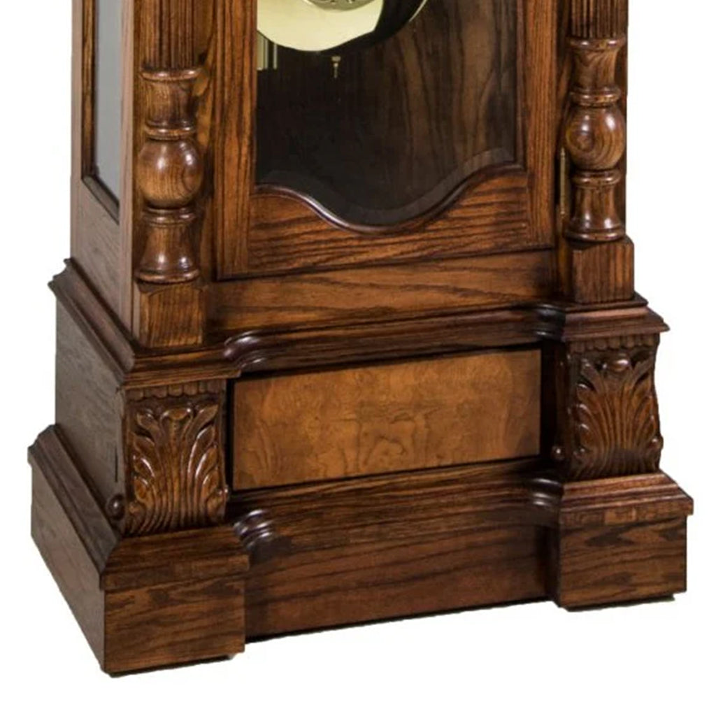 Hermle Anstead Tubular Chime Grandfather Clock in Dark Oak base - Premier Clocks