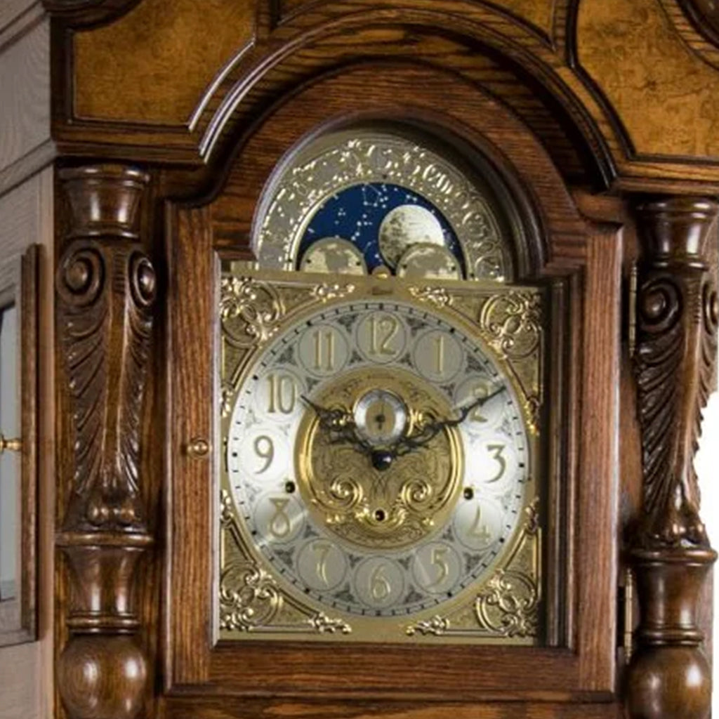 Hermle Anstead Tubular Chime Grandfather Clock in Dark Oak dial - Premier Clocks