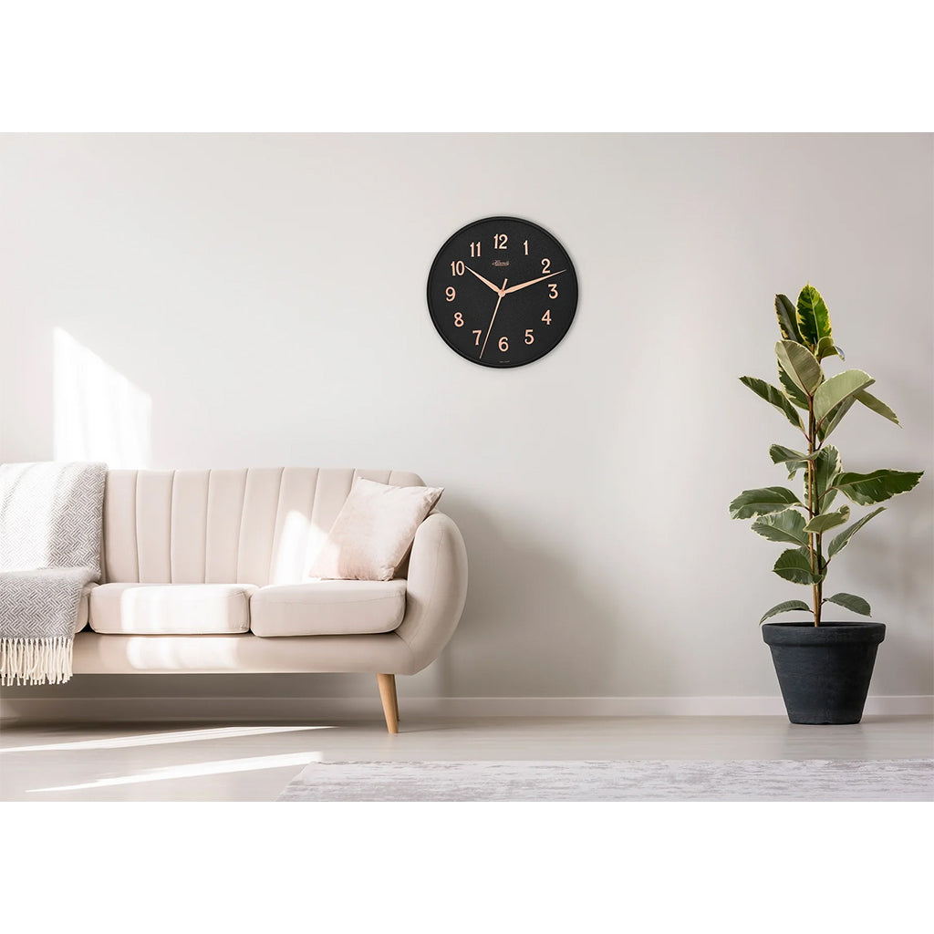 Hermle Aria Black Wall Clock with Arabic Numerals - Premier Clocks