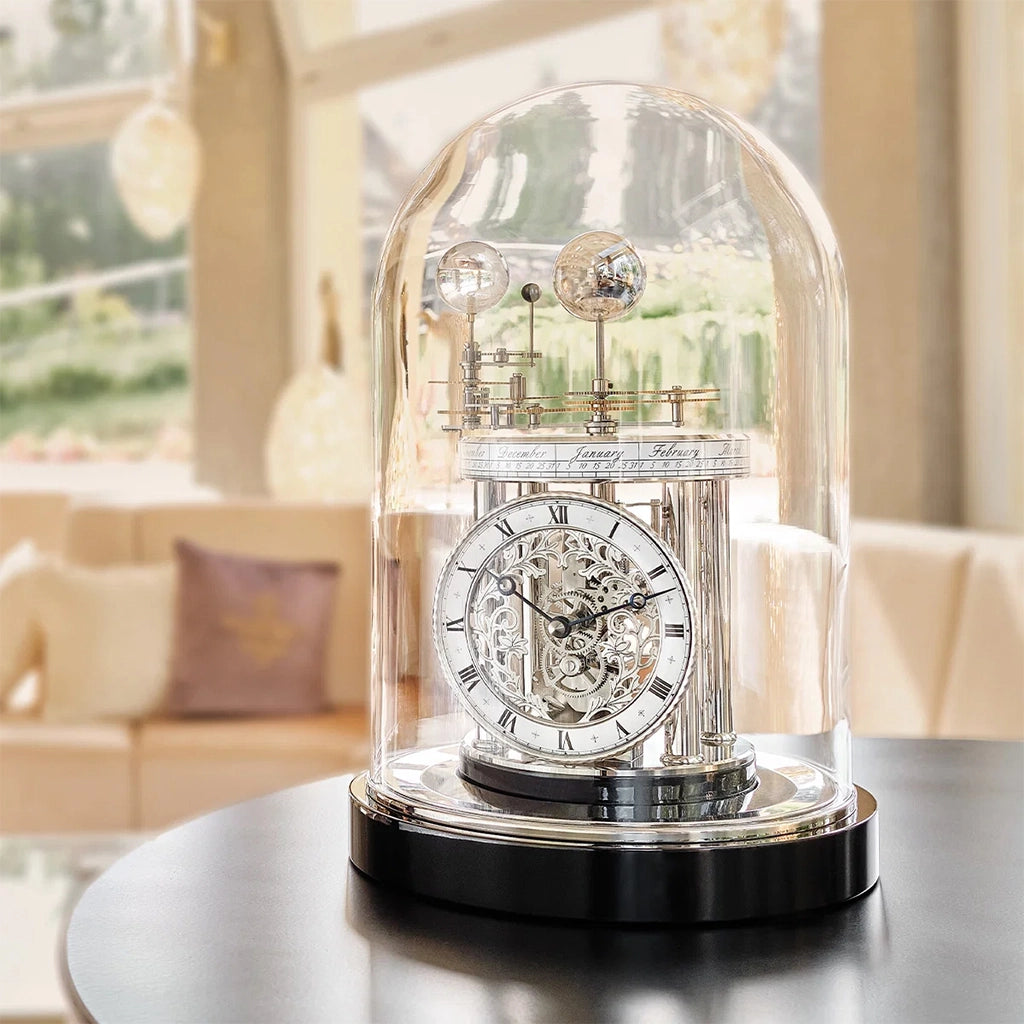 Hermle Astrolabium II Mantel Clock in Black/Nickel in interior decor - Premier Clocks