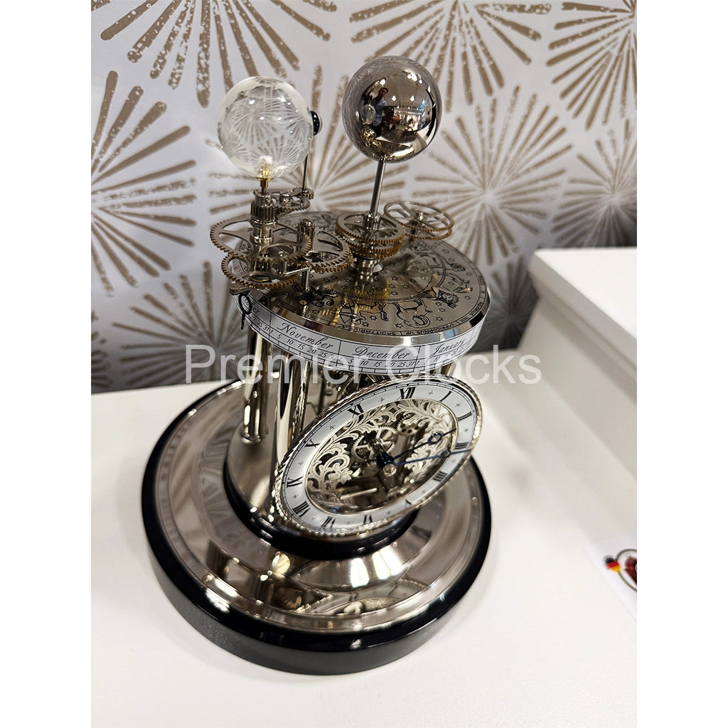 Hermle Astrolabium II Mantel Clock in Black/Nickel real photo of the details - Premier Clocks