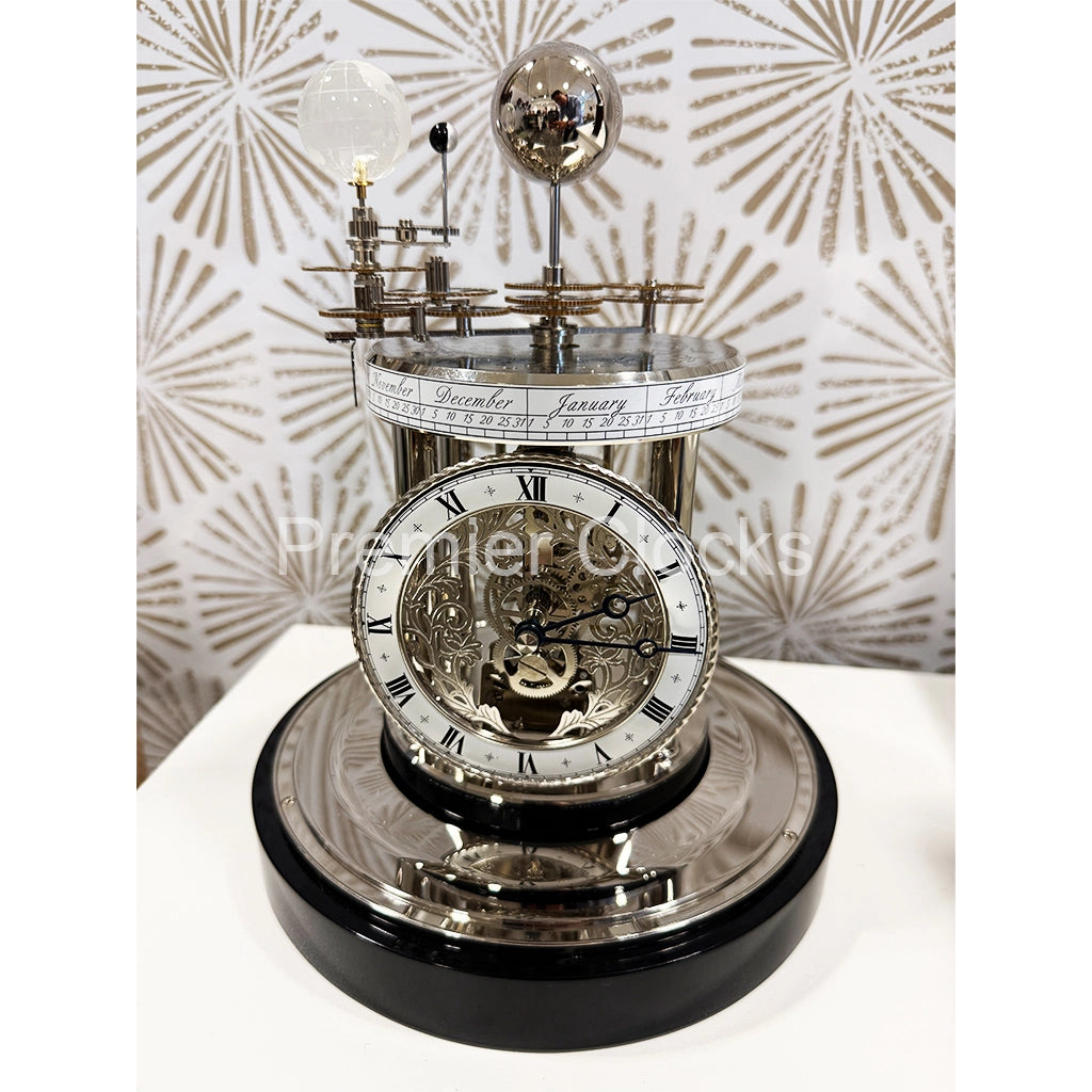Hermle Astrolabium II Mantel Clock in Black/Nickel real photo without the glass cover - Premier Clocks