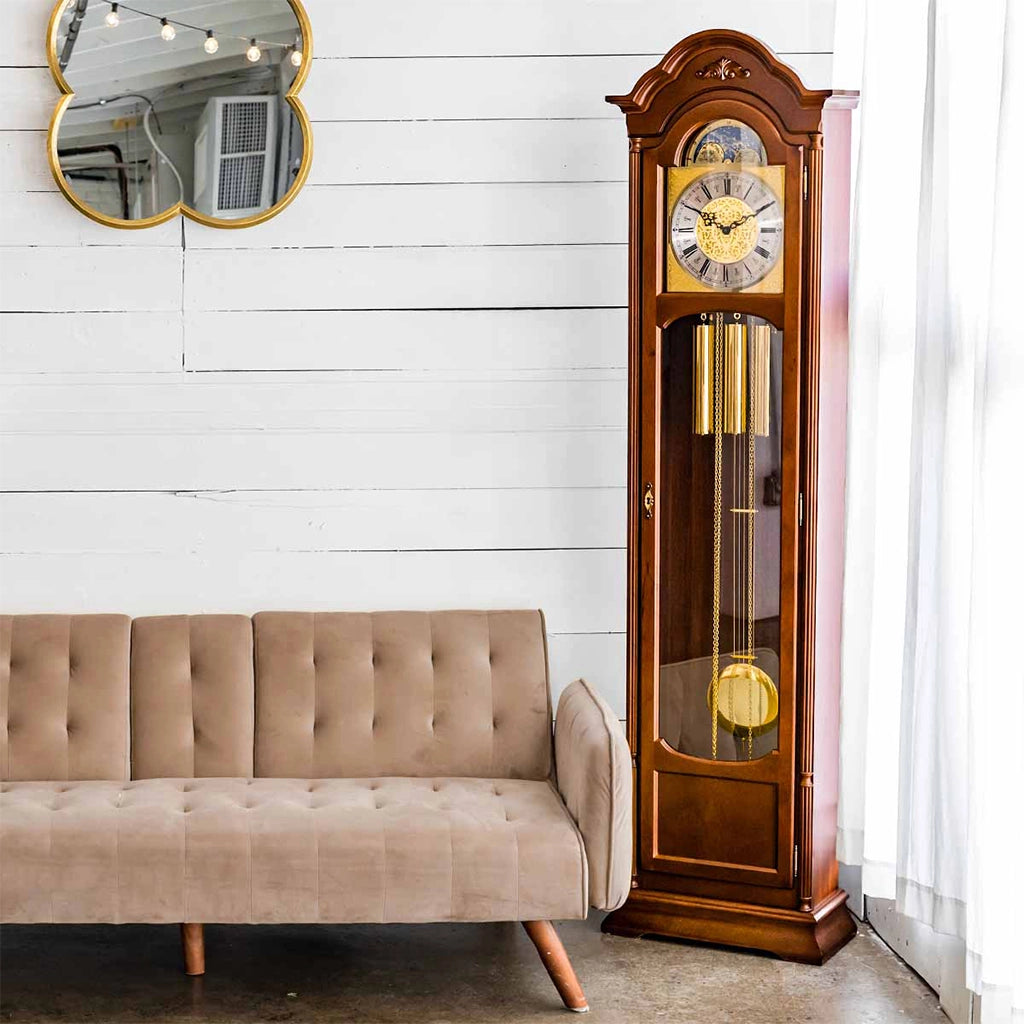Hermle Atherton Grandfather Clock with Triple Chimes in Walnut - Premier Clocks