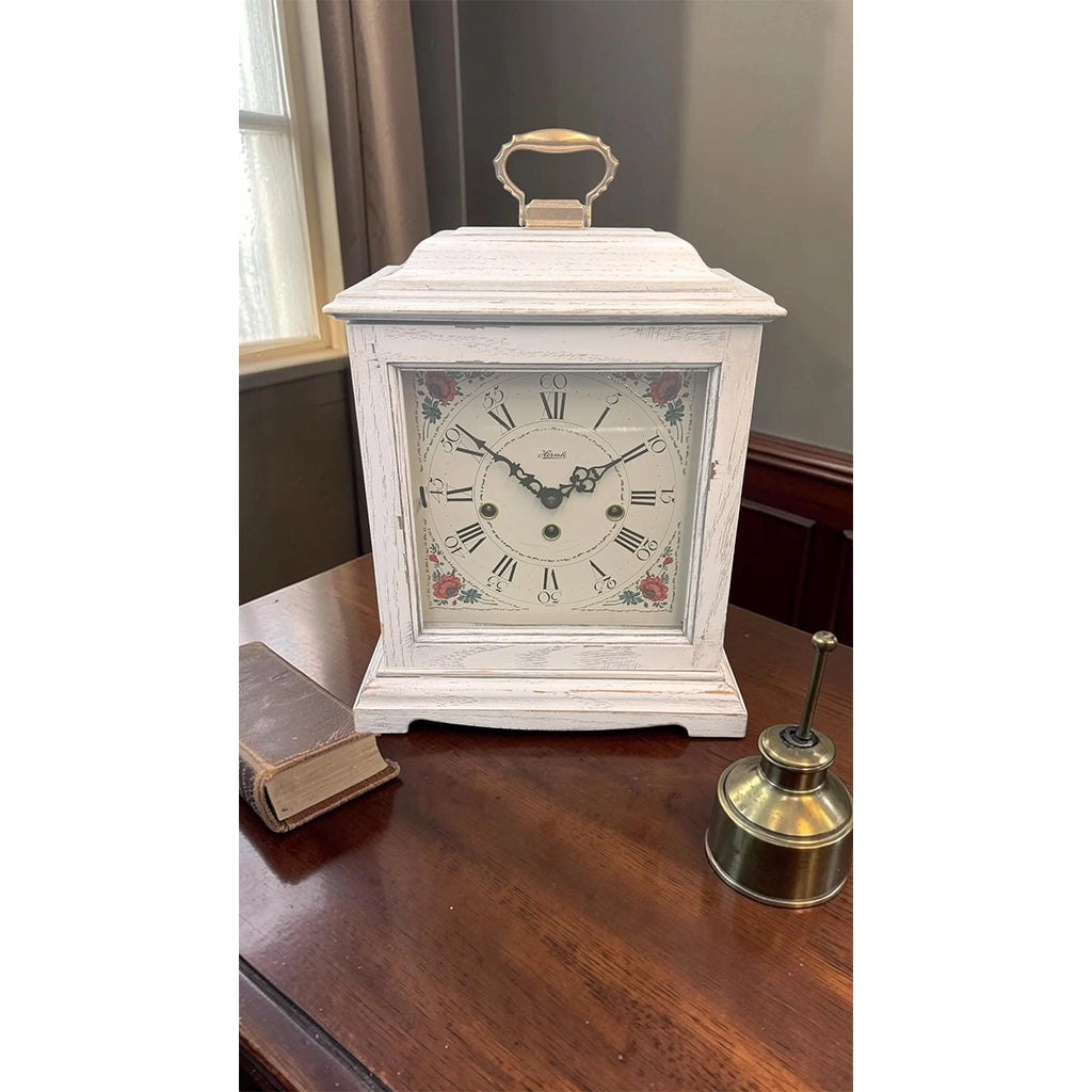 Hermle Austen Mechanical Mantel Clock in White real photo - Premier Clocks