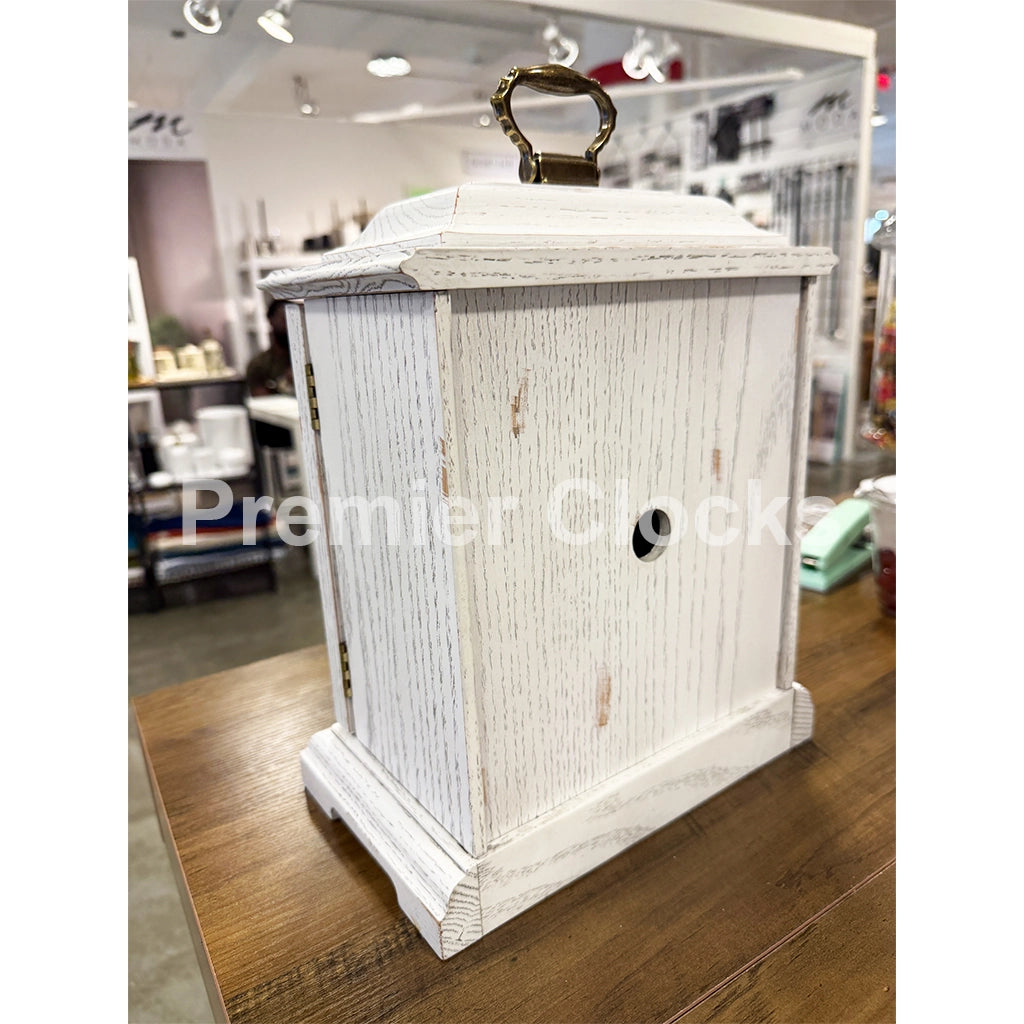 Hermle Austen Mechanical Mantel Clock in White real photo of back - Premier Clocks