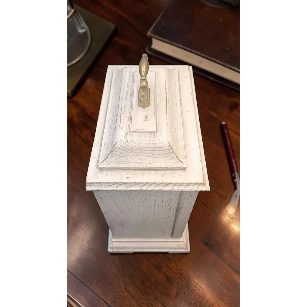 Hermle Austen Mechanical Mantel Clock in White real photo of the top - Premier Clocks