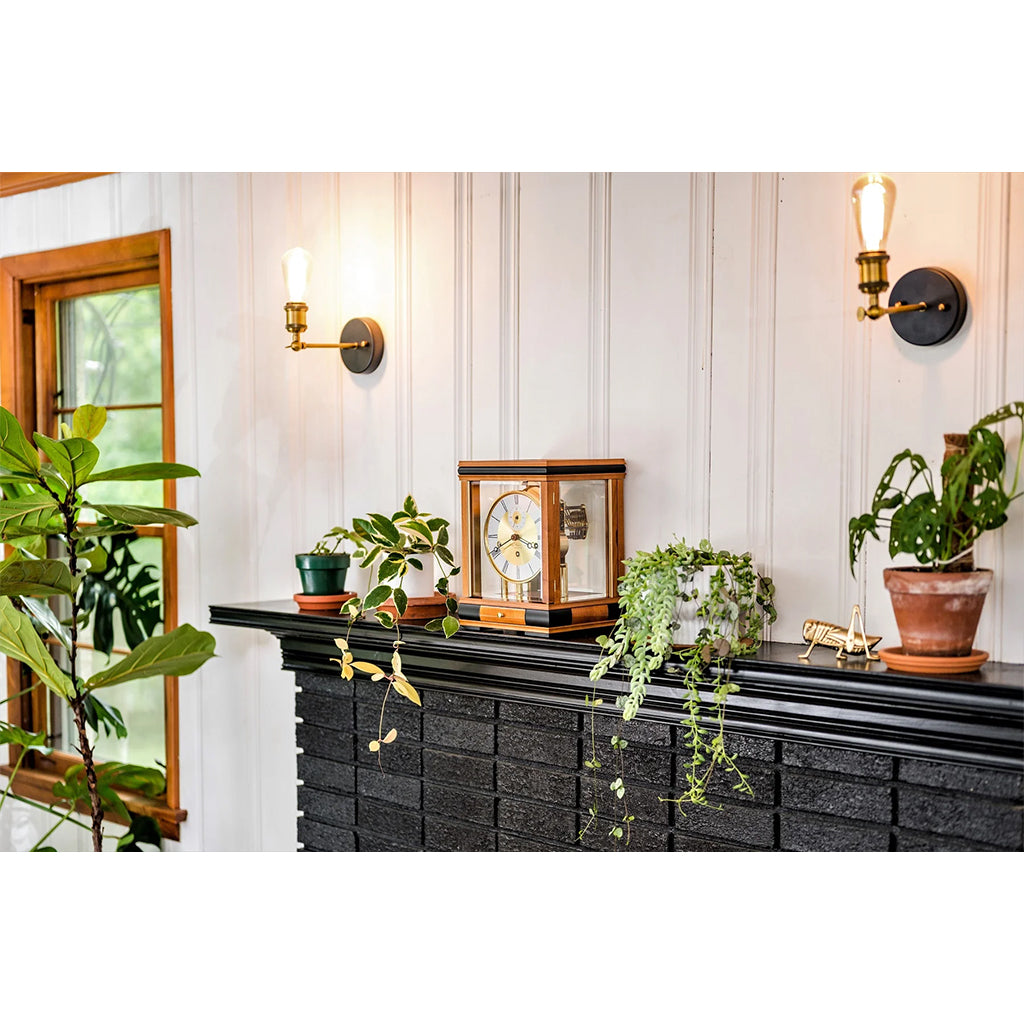 Hermle Bergamo Mantel Clock in Light Cherry in interior design - Premier Clocks