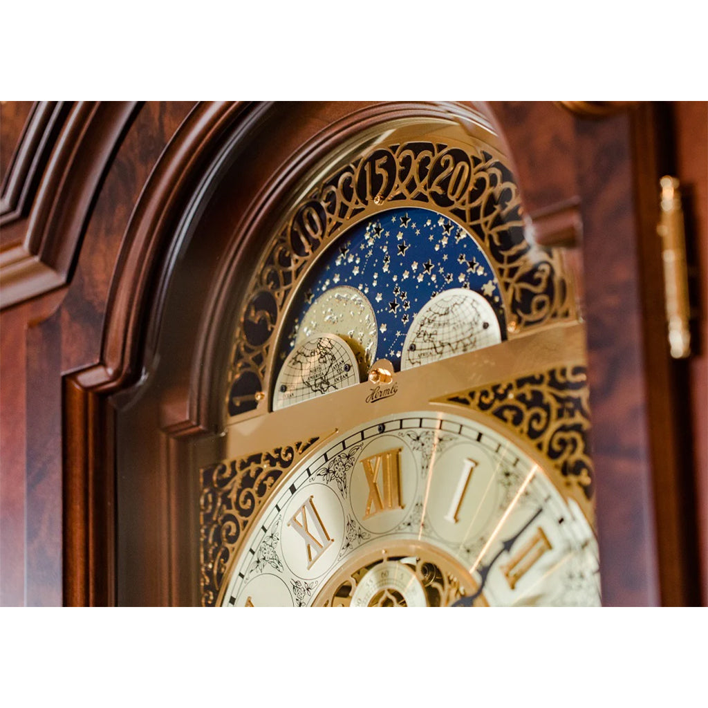 Hermle Berlin Grandfather Clock in Walnut moon dial - Premier Clocks