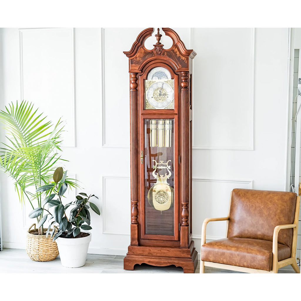 Hermle Blakely Grandfather Clock in Cherry in interior design - Premier Clocks
