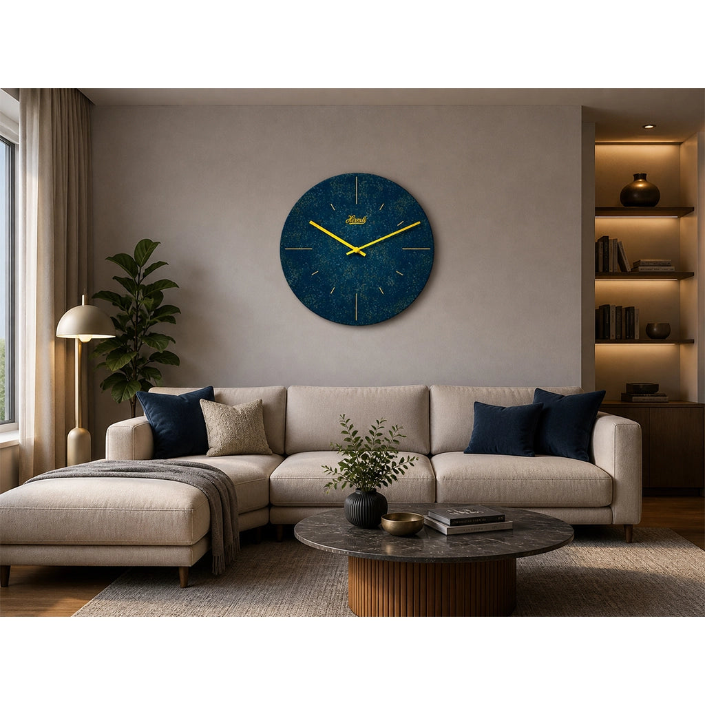Hermle Bodie Wall Clock in Navy Blue in interior design - Premier Clocks