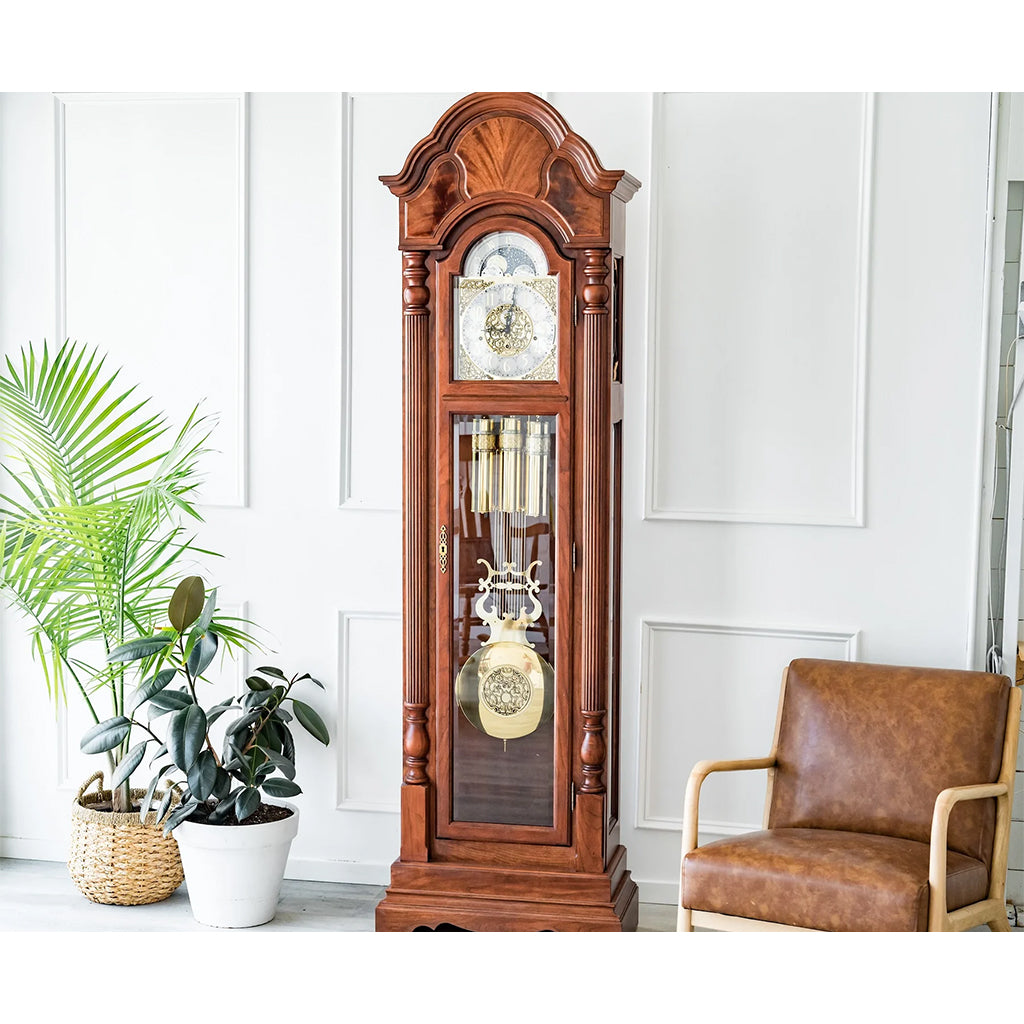 Hermle Brookfield Grandfather Clock in Cherry in interior design - Premier Clocks