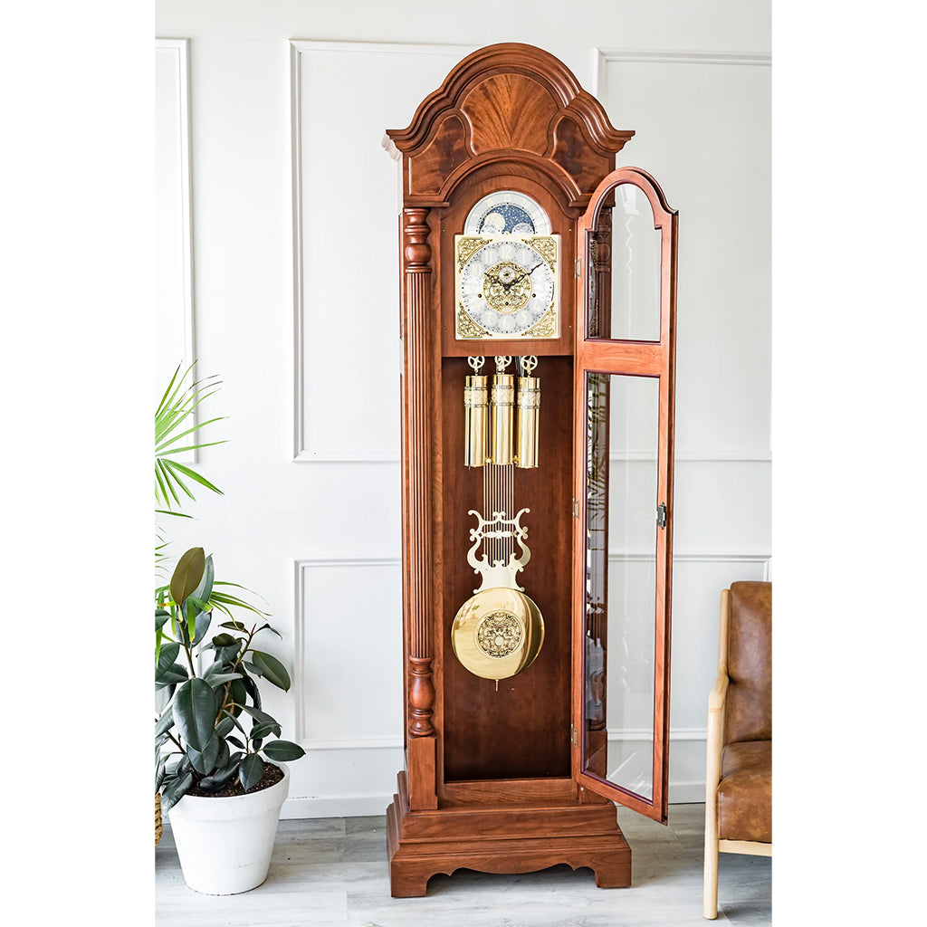 Hermle Brookfield Grandfather Clock in Cherry - Premier Clocks
