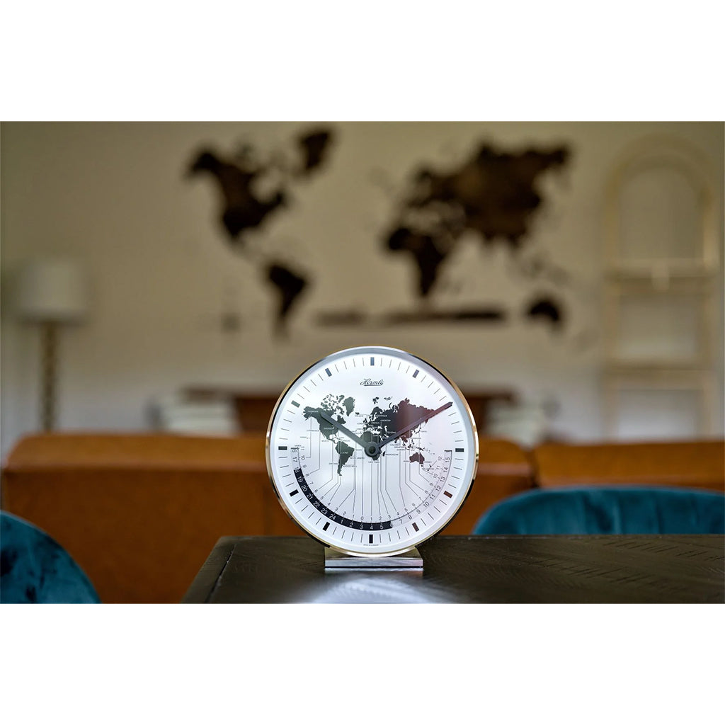 Hermle Buffalo II Mantel Clock in Nickel in interior decor - Premier Clocks