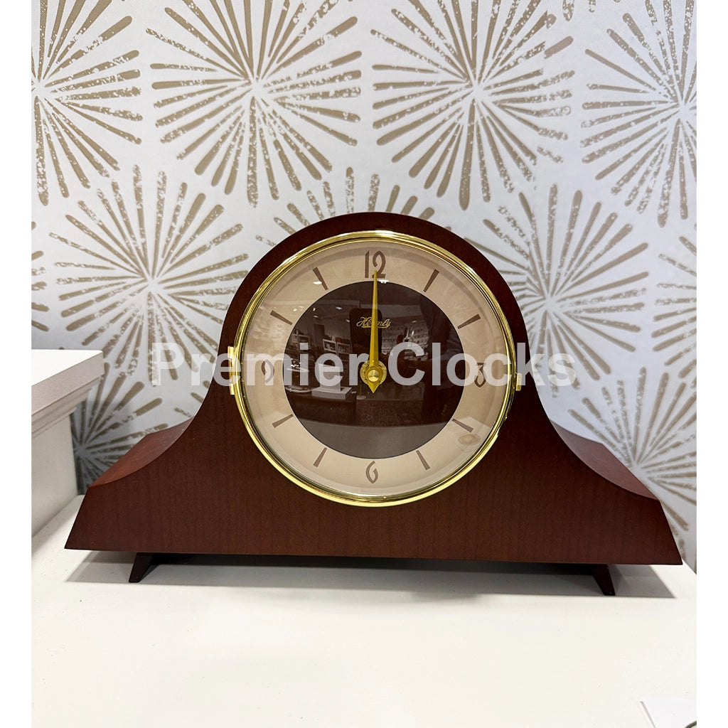 Hermle Carole Quartz Mantel Clock in Walnut real photo of the front - Premier Clocks