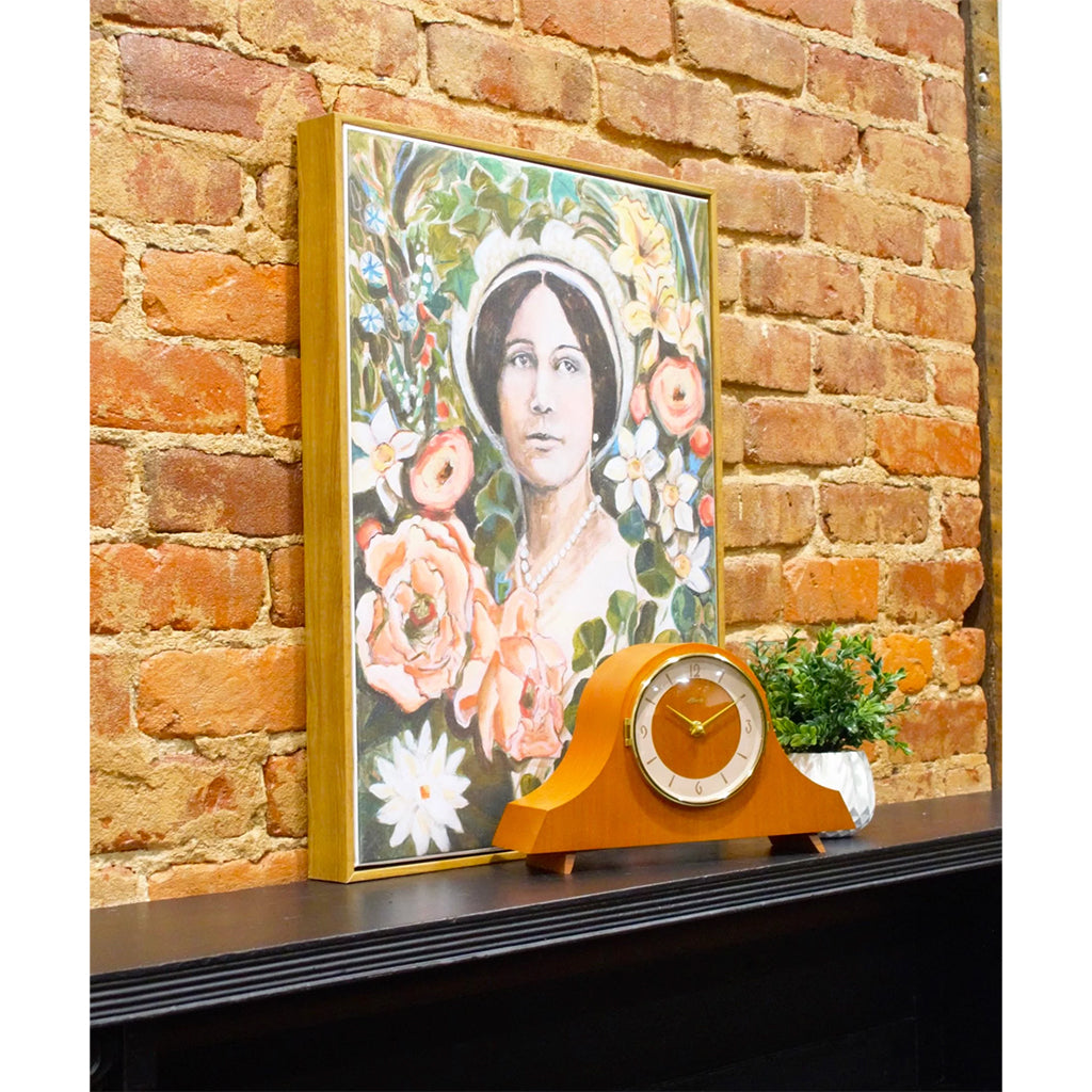 Hermle Carole Quartz Mantel Clock in Light Cherry in interior decor - Premier Clocks