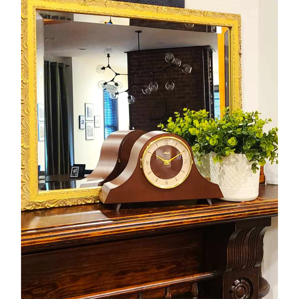 Hermle Carole Quartz Mantel Clock in Walnut in interior decor - Premier Clocks