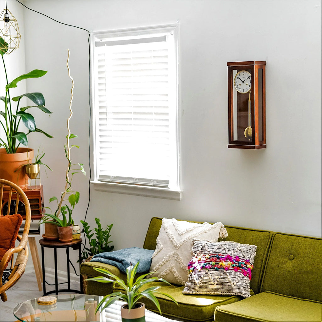 Hermle Carrington Wall Clock in Walnut in interior decor - Premier Clocks