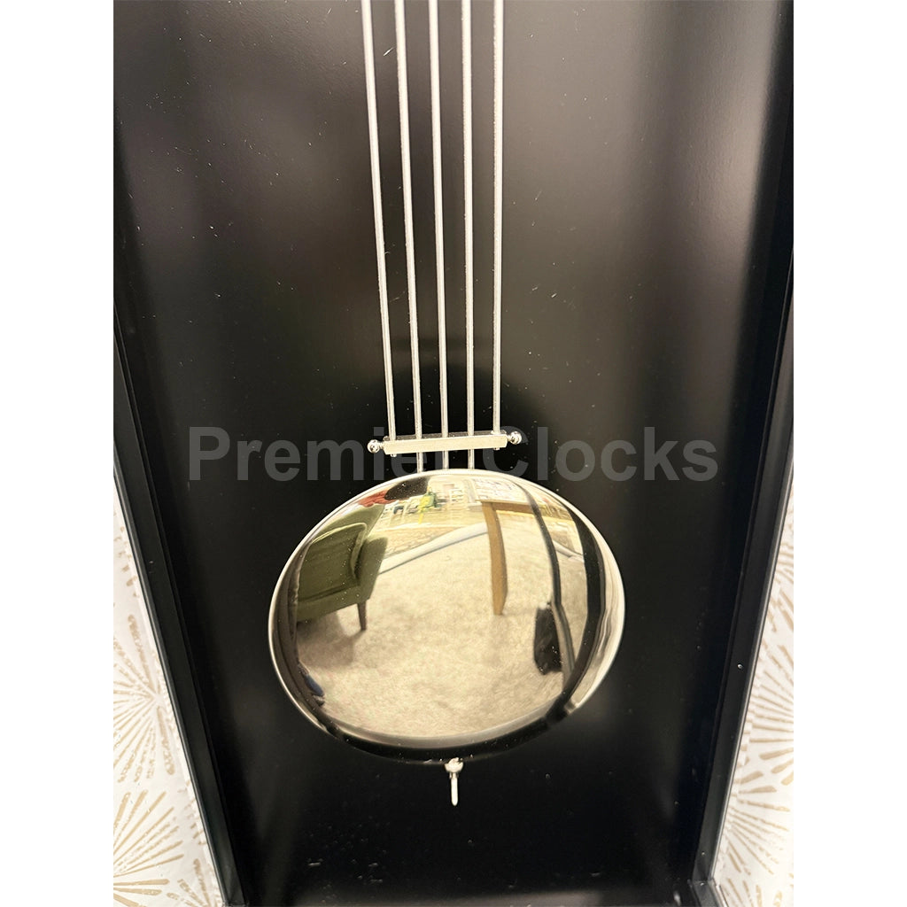 Hermle Charlotte Grandfather Clock in Black/Nickel real photo of the pendulum - Premier Clocks