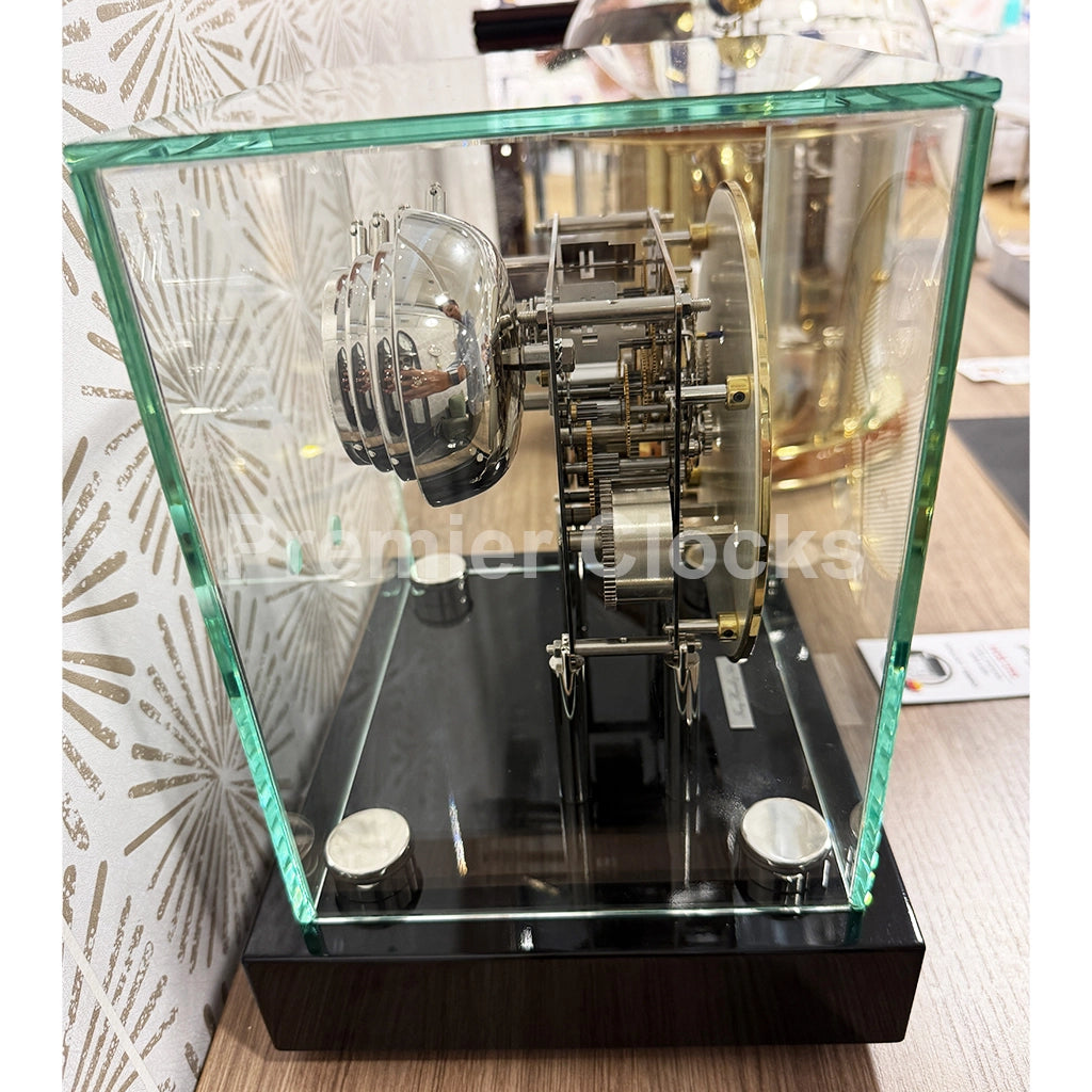 Hermle Chigwell Mantel Clock in Black real photo of the side showing movement - Premier Clocks