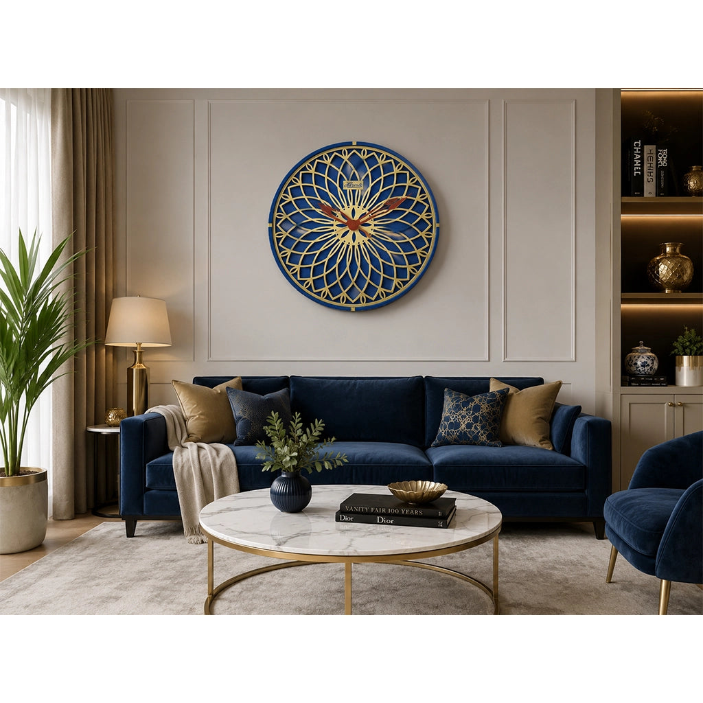 Hermle Dahlia Wall Clock in Blue in interior design - Premier Clocks