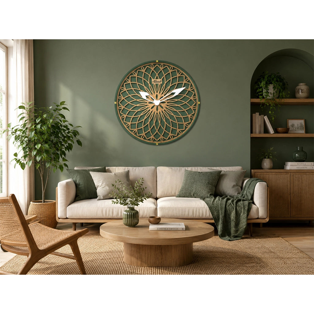 Hermle Dahlia Wall Clock in Green in interior design - Premier Clocks