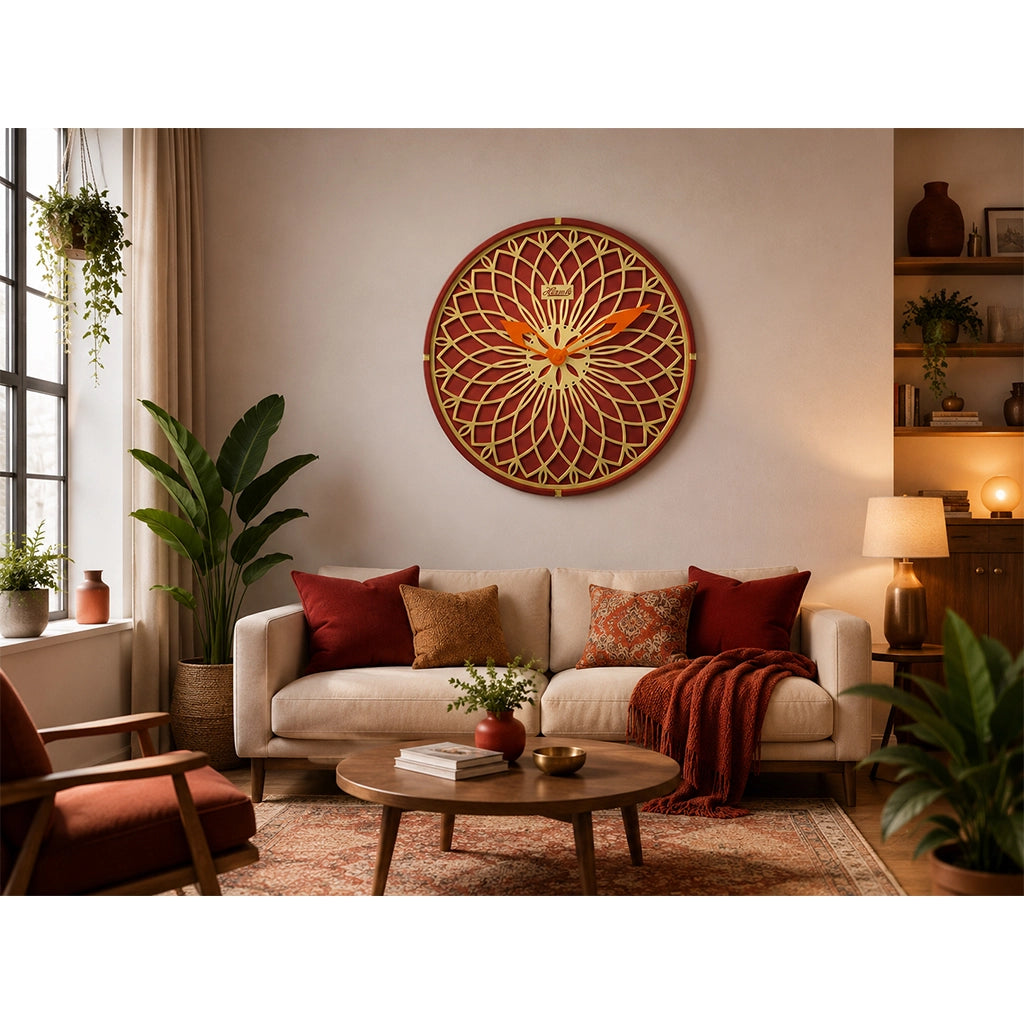 Hermle Dahlia Wall Clock in Red in interior design - Premier Clocks
