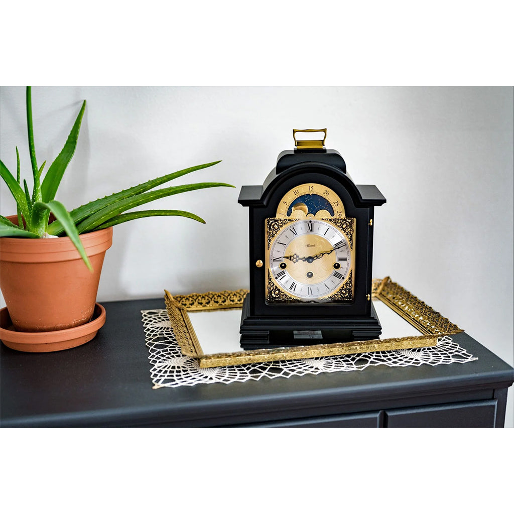 Hermle Debden Mantel Clock in Black in interior decor - Premier Clocks