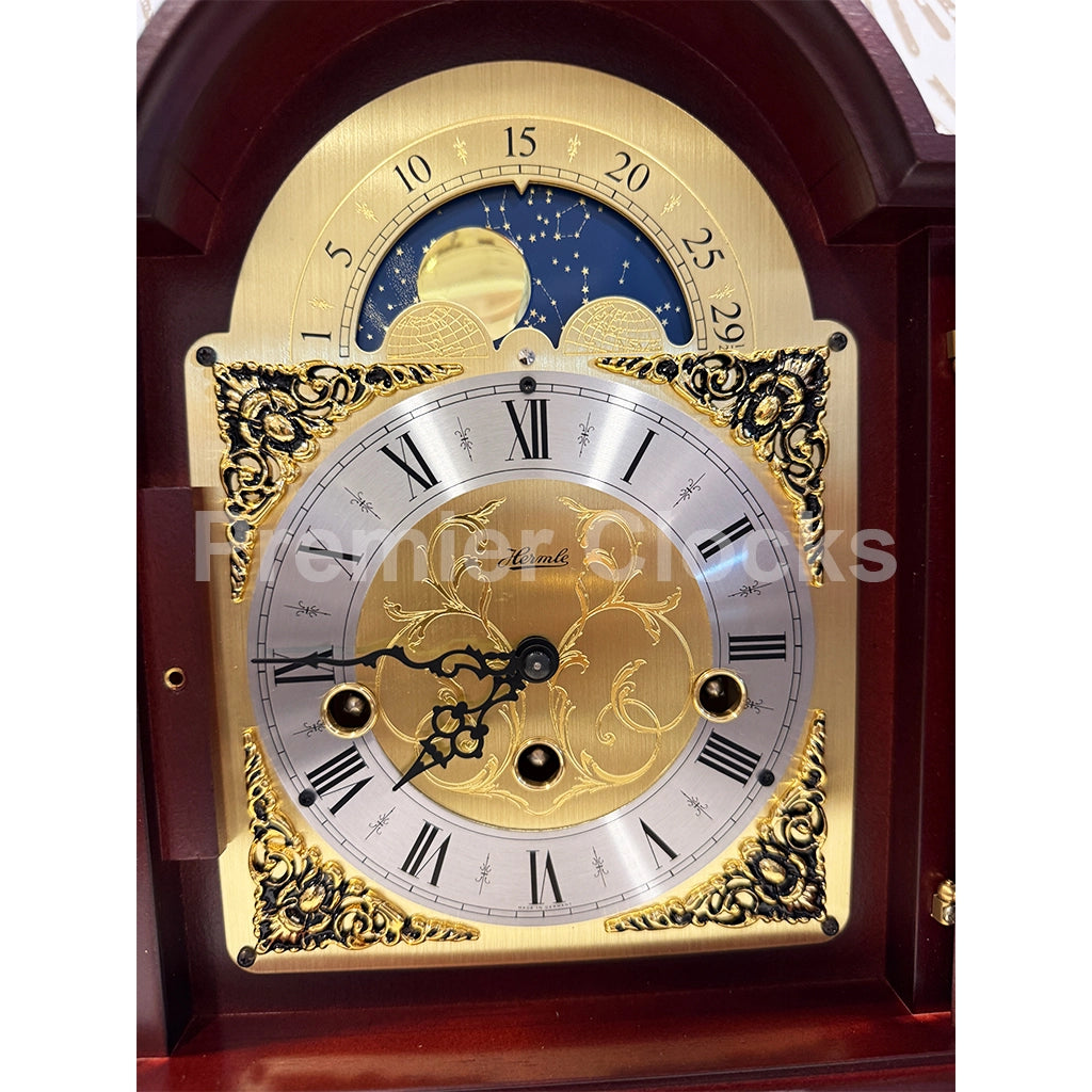 Hermle Debden Mantel Clock in Mahogany real photo of the dial - Premier Clocks