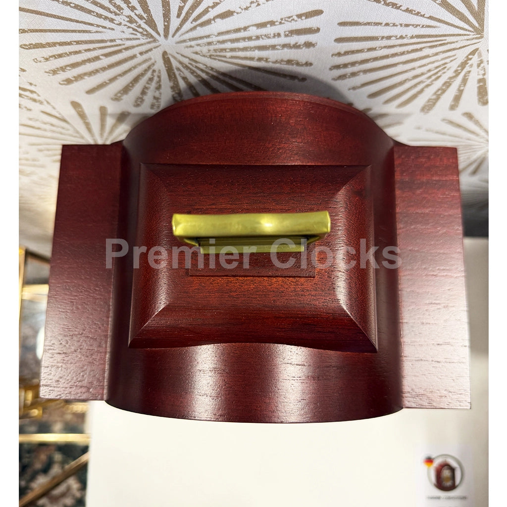 Hermle Debden Mantel Clock in Mahogany real photo of the top - Premier Clocks