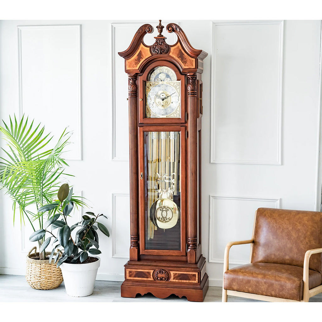 Hermle Foreman Tubular Chime Grandfather Clock in Cherry