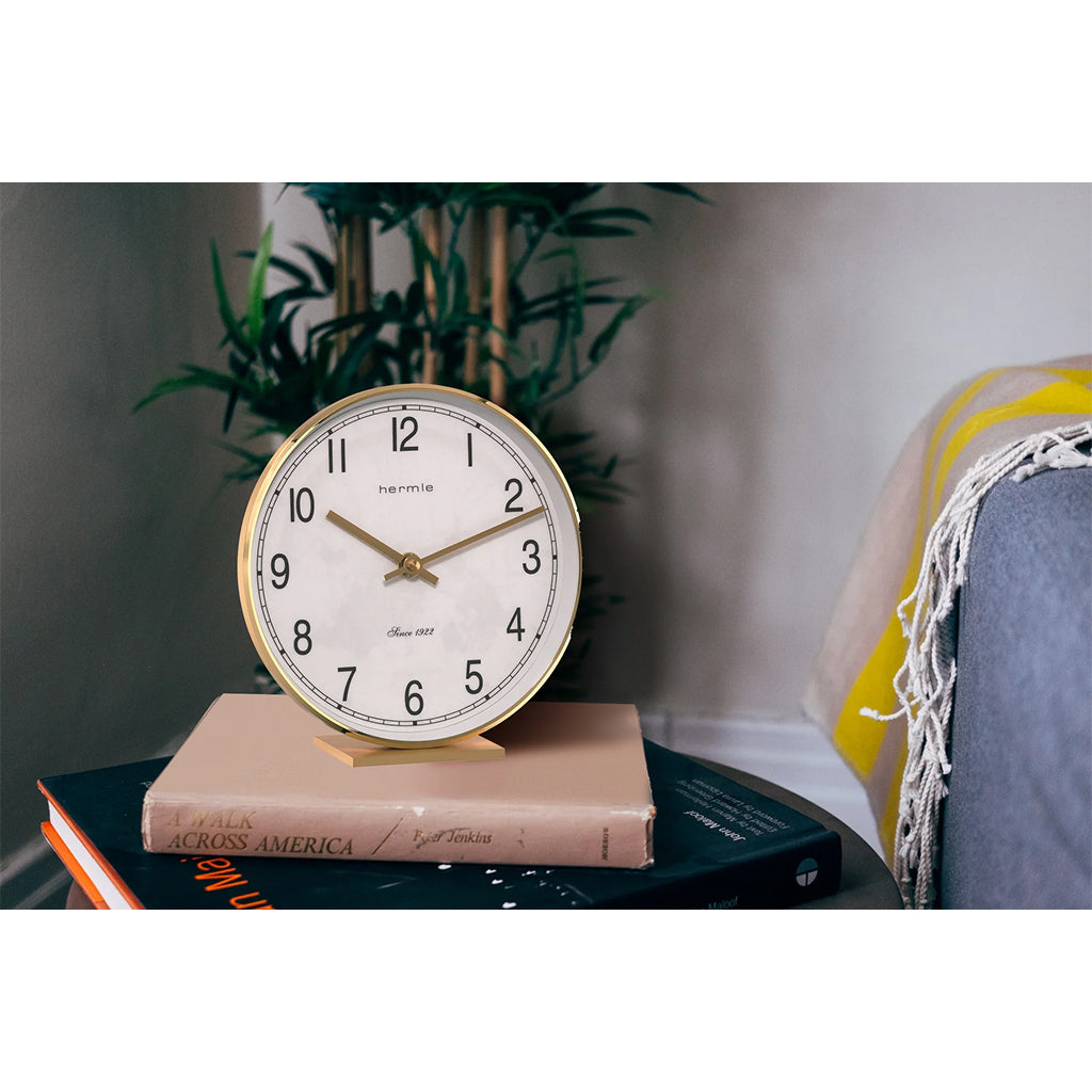Hermle Fremont Mantel Clock in Brass in interior - Premier Clocks