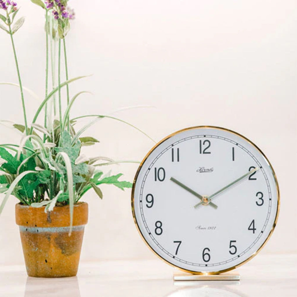 Hermle Fremont Mantel Clock in Brass in interior decor - remier Clocks