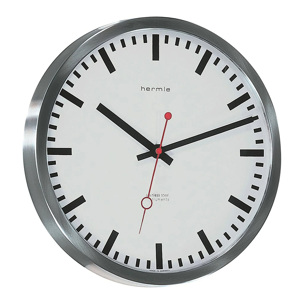 Hermle Grand Central Wall Clock in Stainless Steel - Premier Clocks