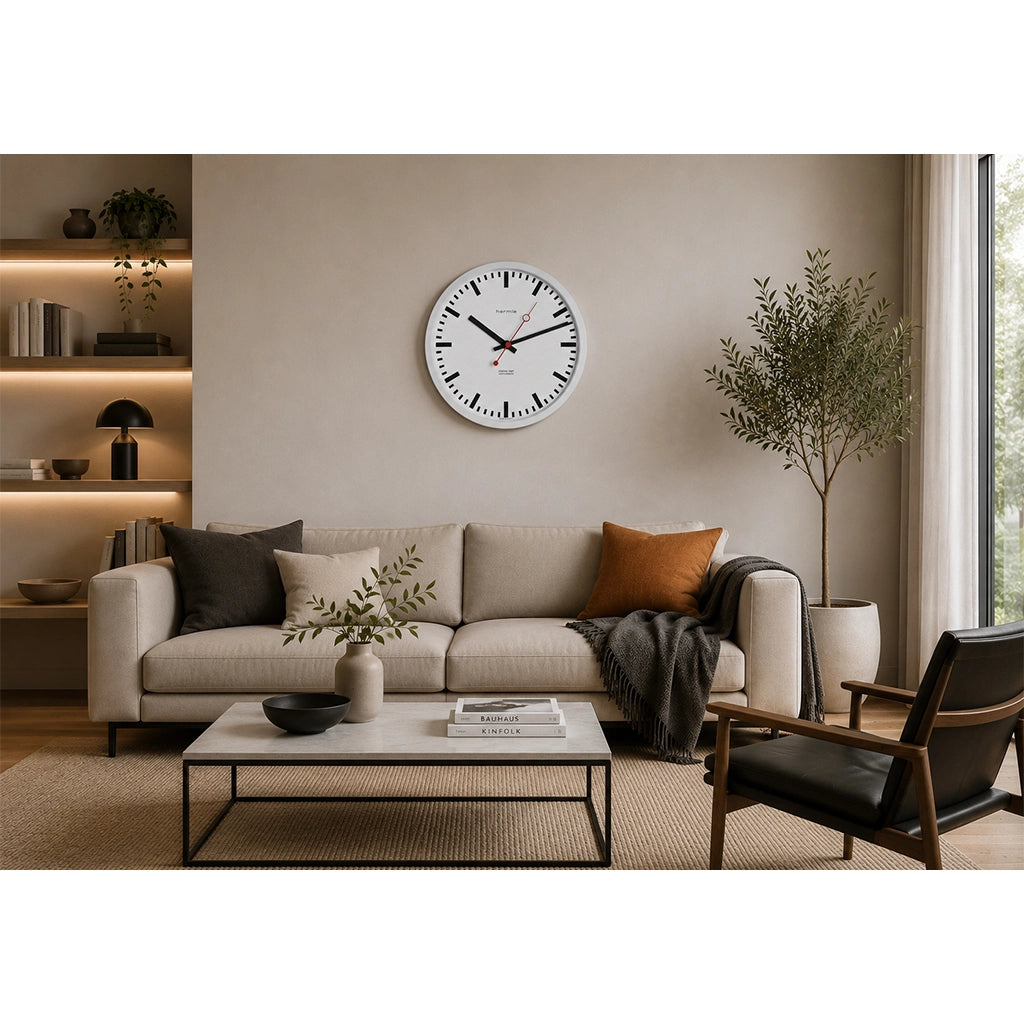 Hermle Grand Central Wall Clock in White in interior design - Premier Clocks