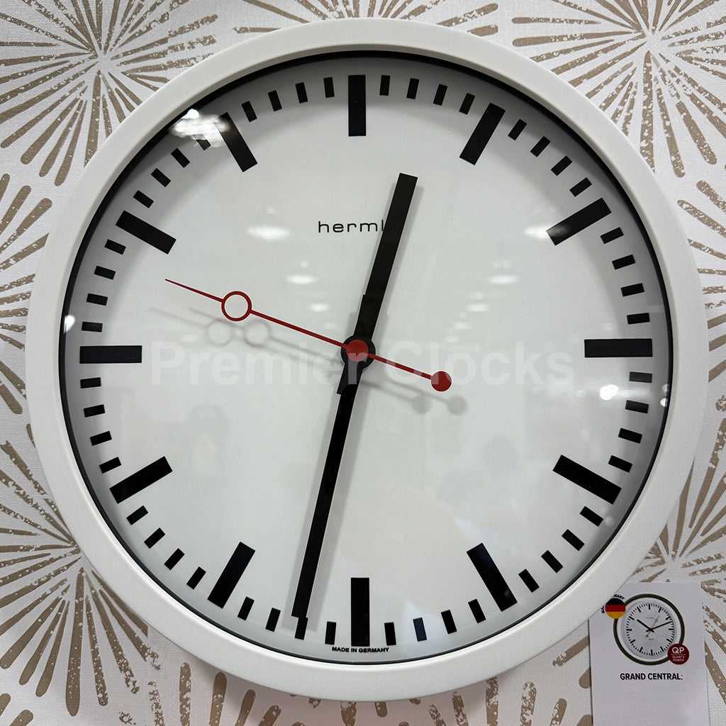 Hermle Grand Central Wall Clock in White - Premier Clocks