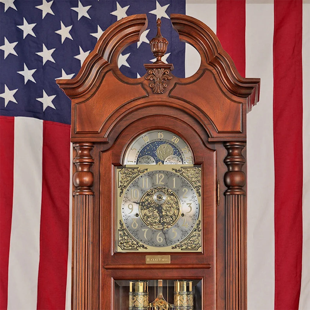 Hermle H. Clay Earles (Blakely) Grandfather Clock in Cherry made in USA - Premier Clocks