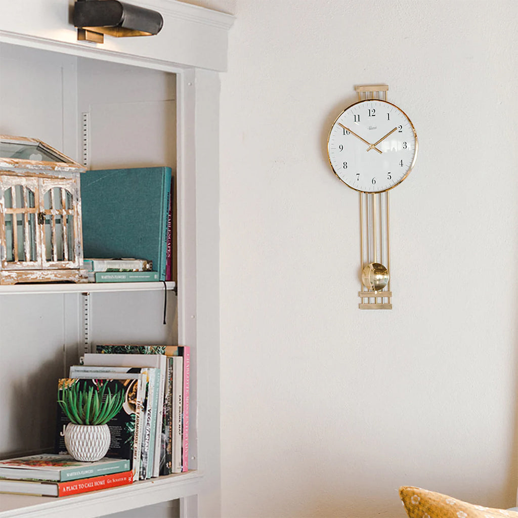 Hermle Highbury Wall Clock in Brass in interior decor - Premier Clocks