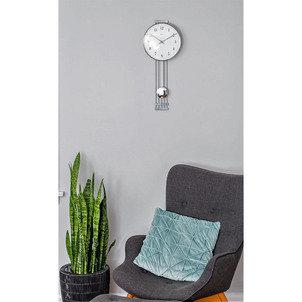 Hermle Highbury Wall Clock in Silver in interior decor - Premier Clocks