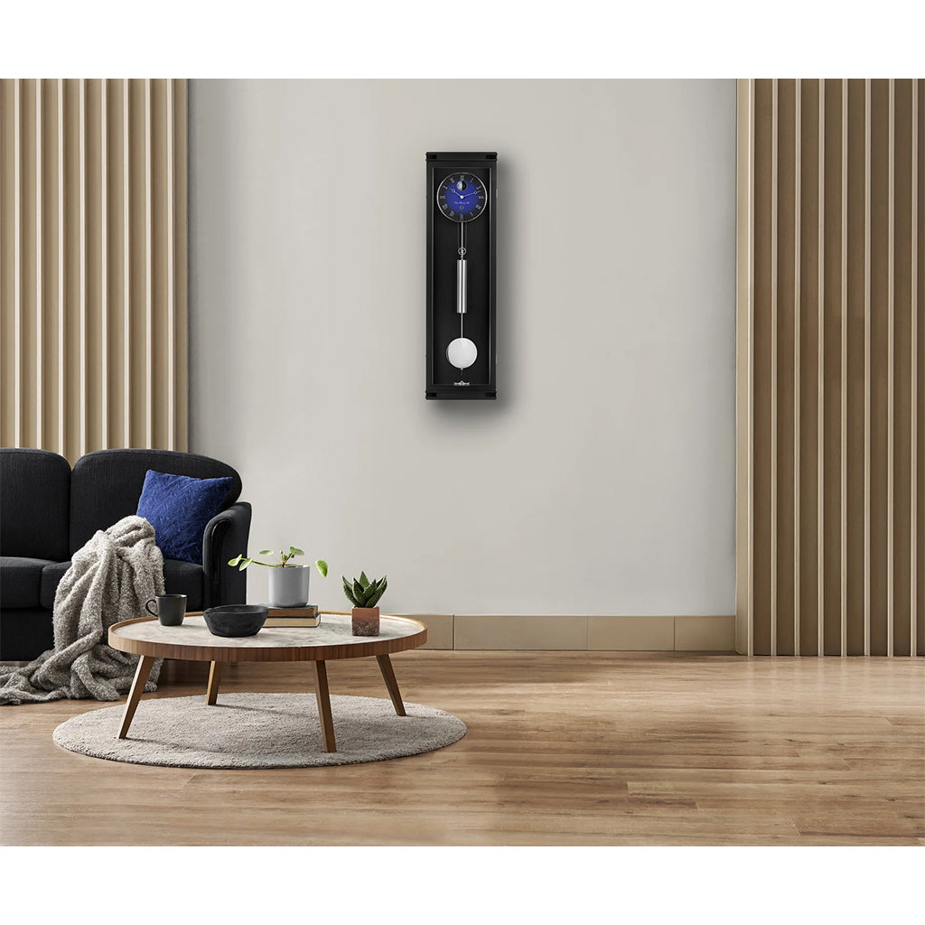 Hermle Hudson Wall Clock in Black/Blue - Premier Clocks