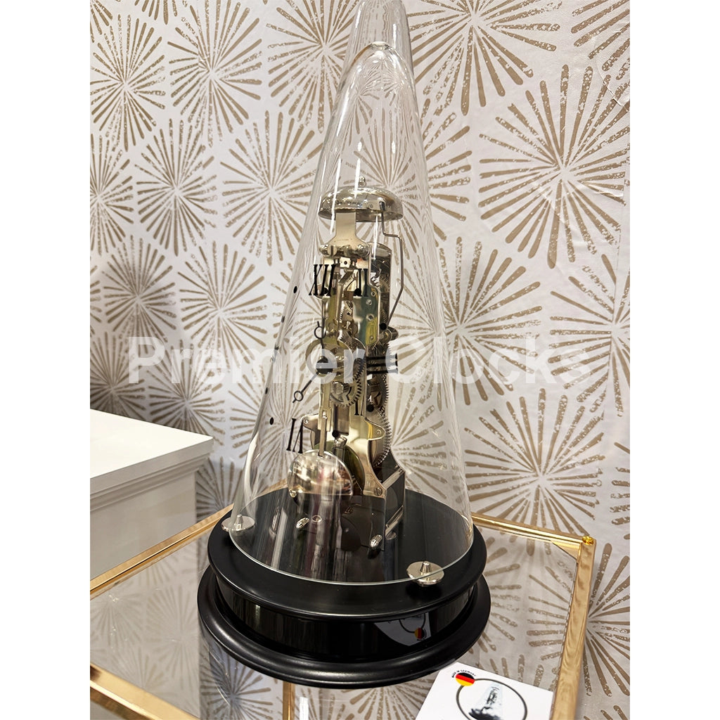 Hermle Leyton II Mantel Clock in Black real photo of the side - Premier Clocks