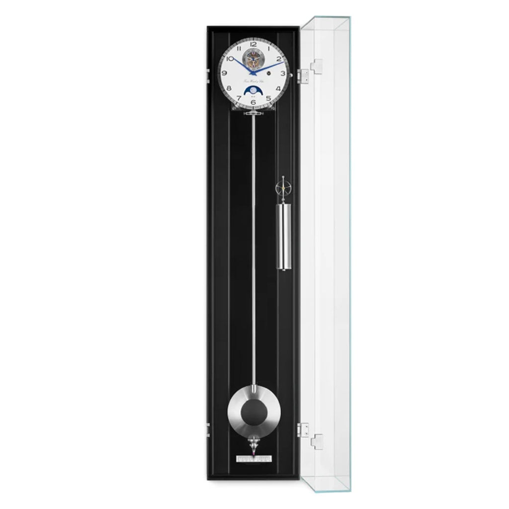 Hermle Masterpiece Wall Clock in Black/White (Limited Edition) with open case - Premier Clocks