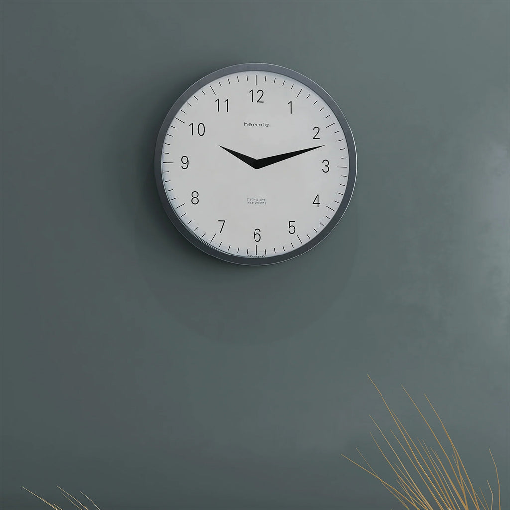Hermle Metropolitan Wall Clock in Stainless Steel lifestyle - Premier Clocks