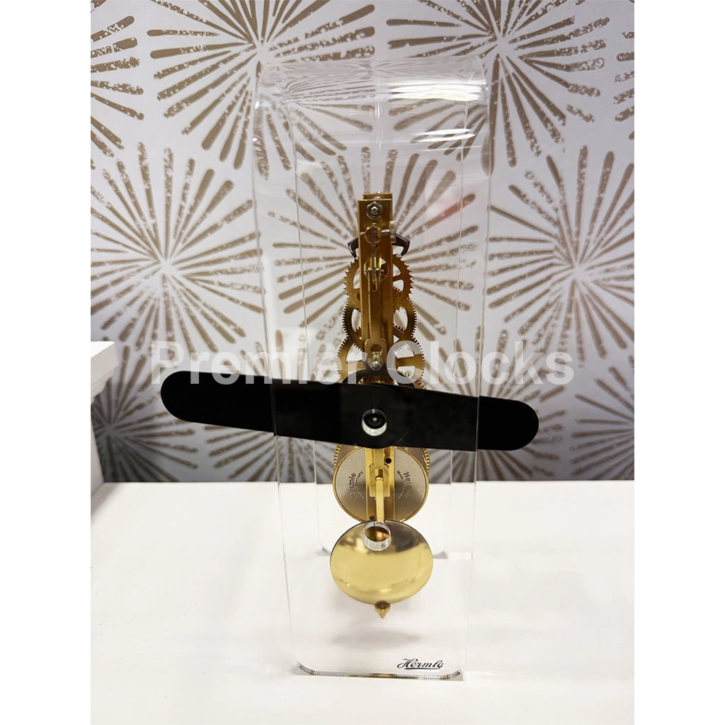 Hermle Miles Table Clock in Black/Brass real photo of the front - Premier Clocks